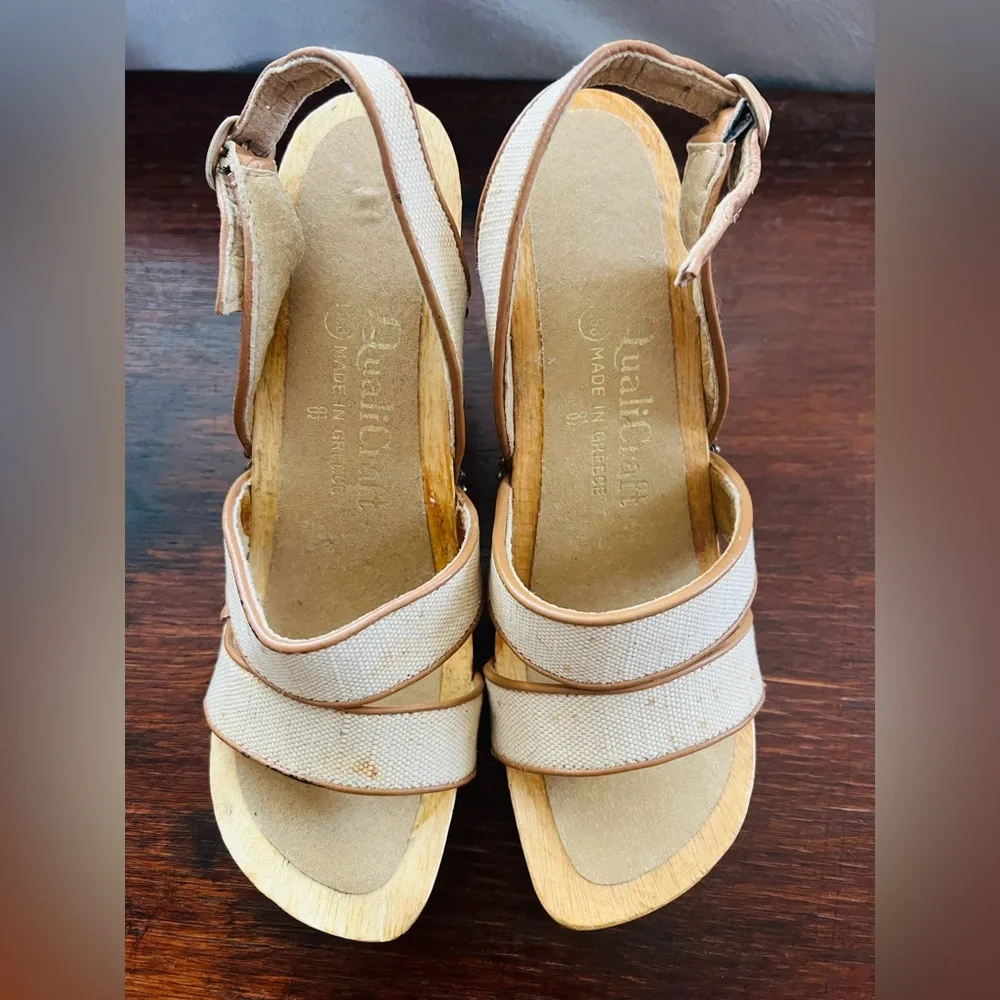 1970s Qualicraft Platform Sandals Made in Greece Size 8.5 EUC